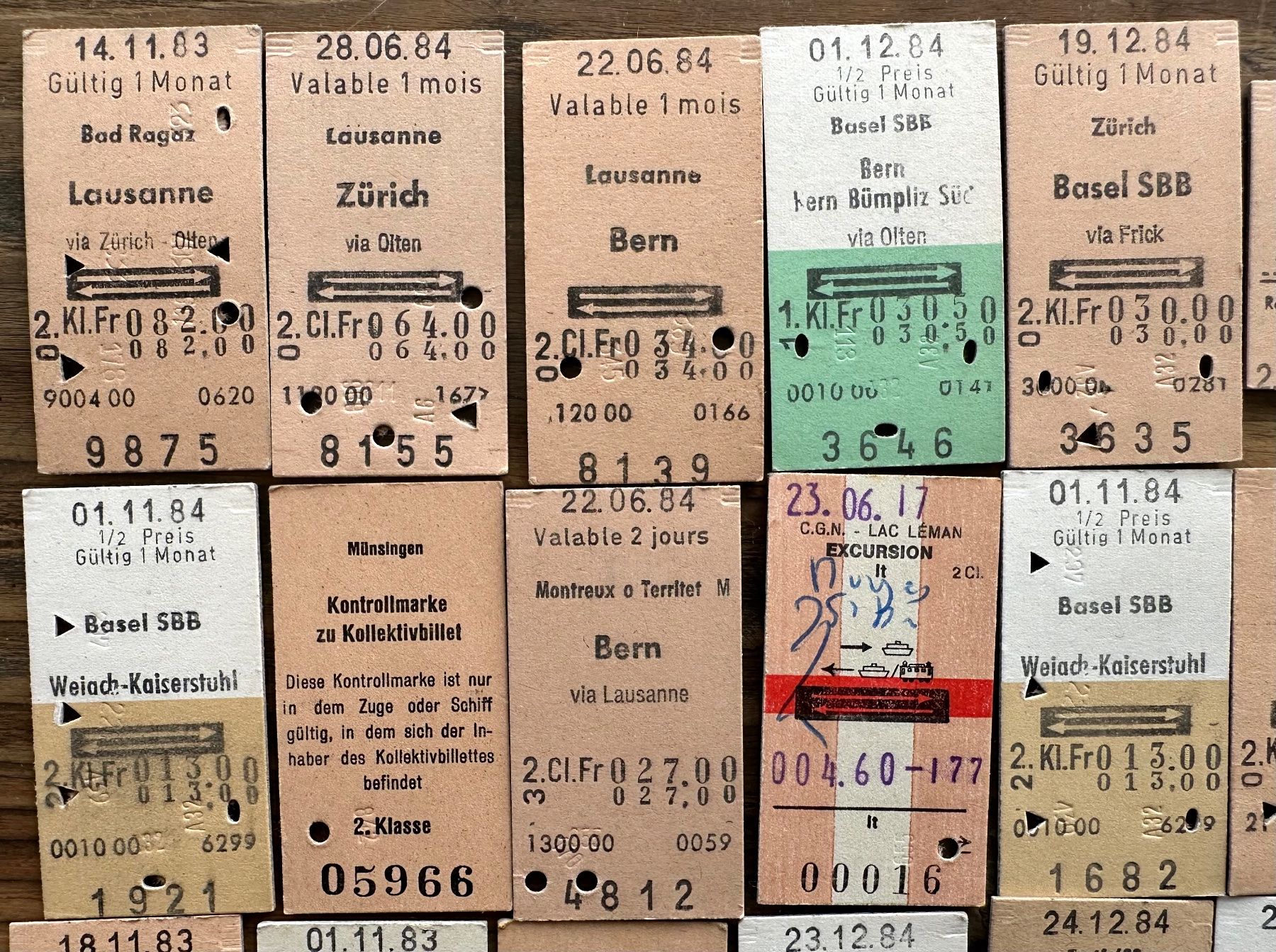 Billets: 20 Top Billette, SBB, Tickets Edmondsche Kartonbillette – D'occasion à Seltisberg par quadartswiss 1
