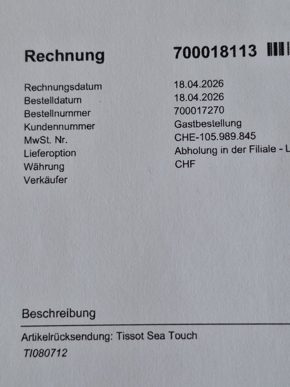 Tissot Uhren: Tissot Sea Touch – Gebraucht aus Obernau von Pcbieter07 5