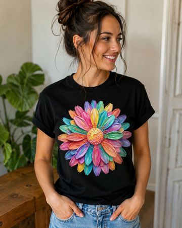 100 % Baumwoll-T-Shirt mit floralem Print Gr M