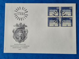 Schweiz FDC Baudenkmäler 12.09.1968 mit 4er Block Näfels