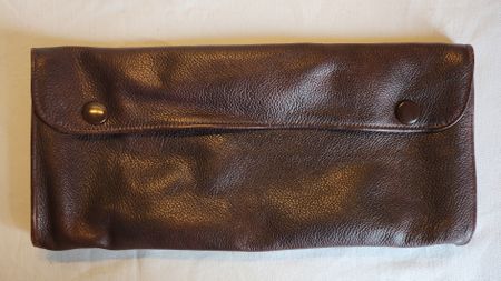 Vintage Echtleder Clutch Braun – Tartan Schottenmuster 