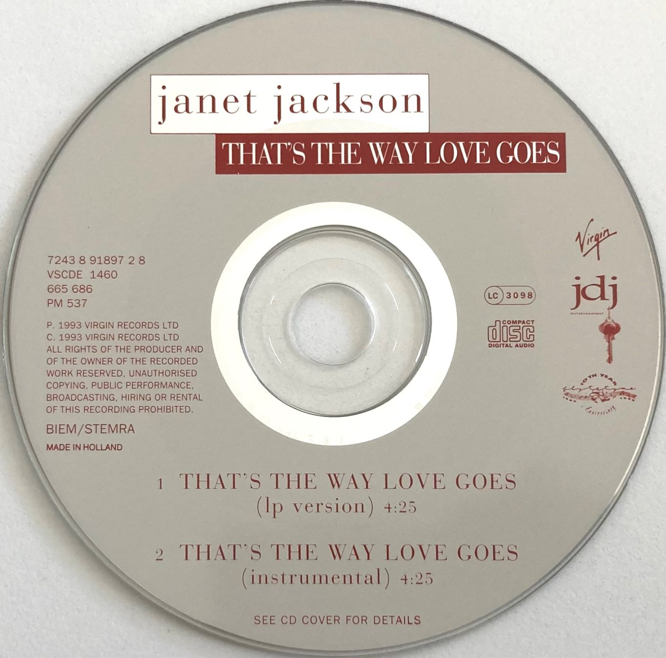 CD: JANET JACKSON - THAT'S THE WAY LOVE GOES – Usato da Poliez-Pittet venduto da Newtown-Records 2