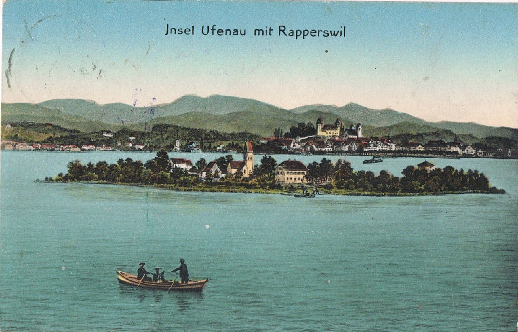 Cartoline postali: Insel Ufenau mit Rapperswil – Usato da Buchs AG venduto da Baerfisch