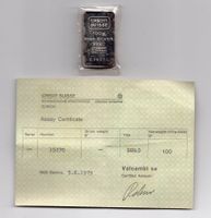(2392) Silberbarren 100 g, Credit Suisse, mit Zertifikat