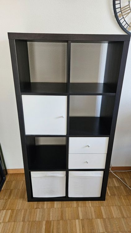 Schwarzes Ikea Regal mit Körben und Schubladen Kaufen auf Ricardo