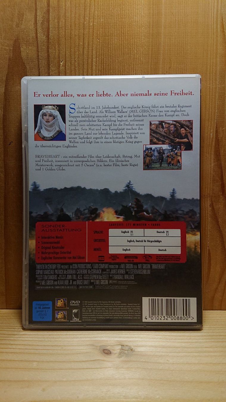 Alle DVDs: BRAVEHEART DVD mit Mel Gibson – Gebraucht aus Wilderswil von Exebub 1