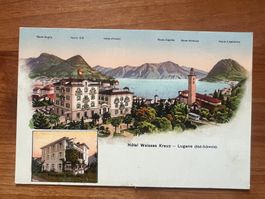 AK ca 1920 Lugano Hotel weisses Kreuz ungelaufen  (G1895)