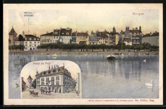 Cartoline postali: AK Morges, Hotel du Port, Totalansicht – Usato da Berlin venduto da bartko-reher