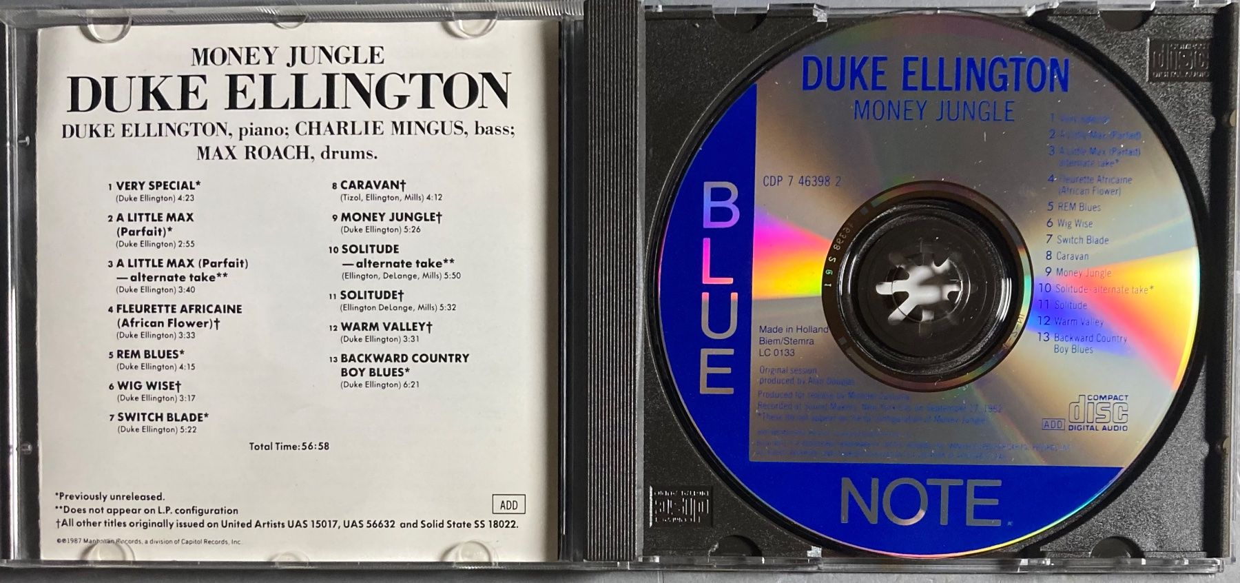 CD: DUKE ELLINGTON - MONEY JUNGLE – Usato da Poliez-Pittet venduto da Newtown-Records 2