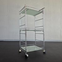 Chrom Glas Trolley Barwagen Servierwagen Beistelltisch
