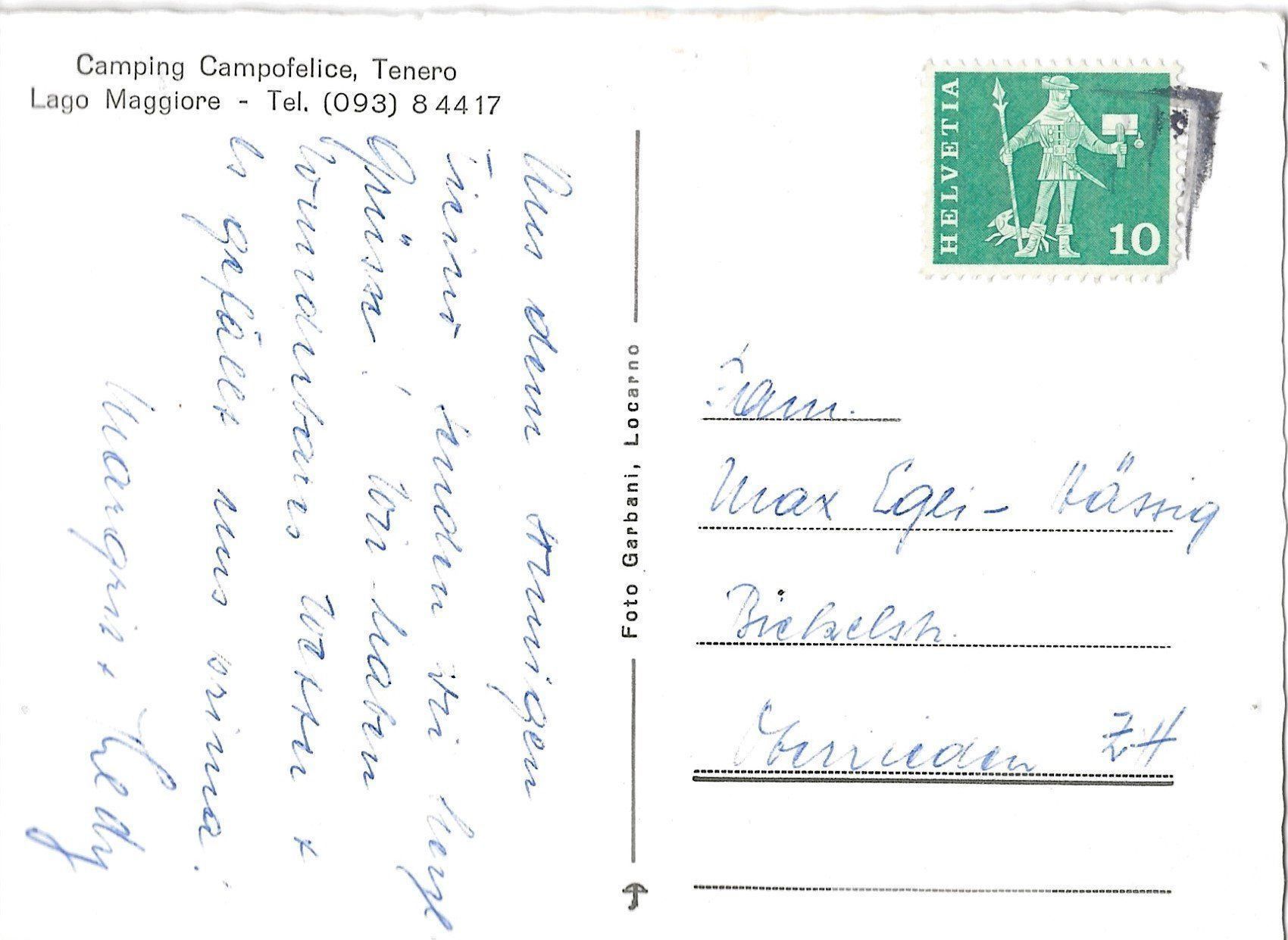 Cartoline postali: Camping Campofelice Tenero – Usato da Frauenfeld venduto da Merk52 1