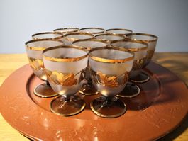 8 Bleikristall Gläser Set, Golddekor,Handgemalt, Top Z...