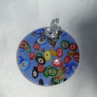 Pendentif en verre rond bleu, neuf