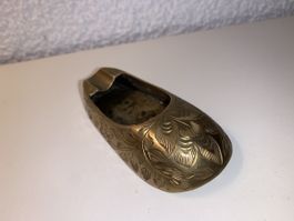 Messing Aschenbecher Schuhform Vintage Deko Rarität