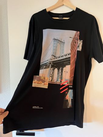Hugo Boss Black Cotton T-Shirt With Print, Large