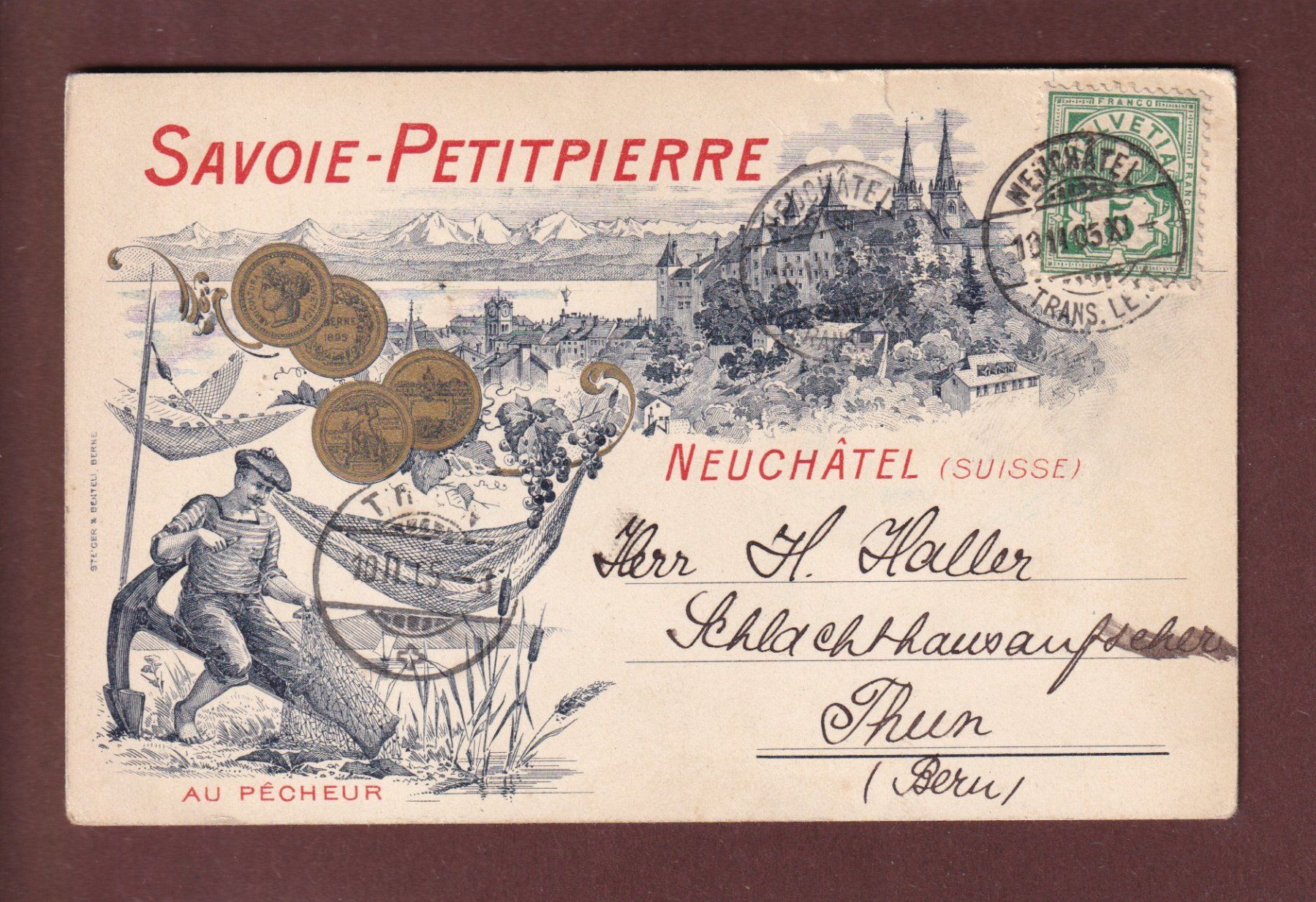 Cartoline postali: NEUCHÂTEL - Savoie-Petitpierre - 1905 – Usato da Pully venduto da nicecards