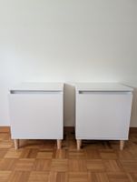 2x vidaXL Nachttische mit Massivholz-Beinen - Weiß 40x30x50
