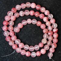 1 Strang echte natürliche Erdbeer-Quarz Perlen 6 mm