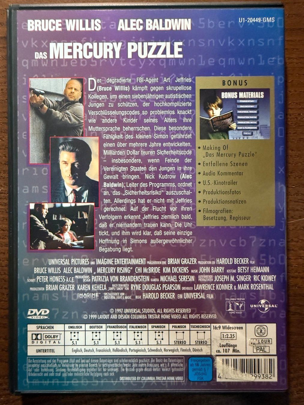 Tutti i DVDs: Das Mercury Puzzle – Usato da Zürich venduto da FilmFreunde 1