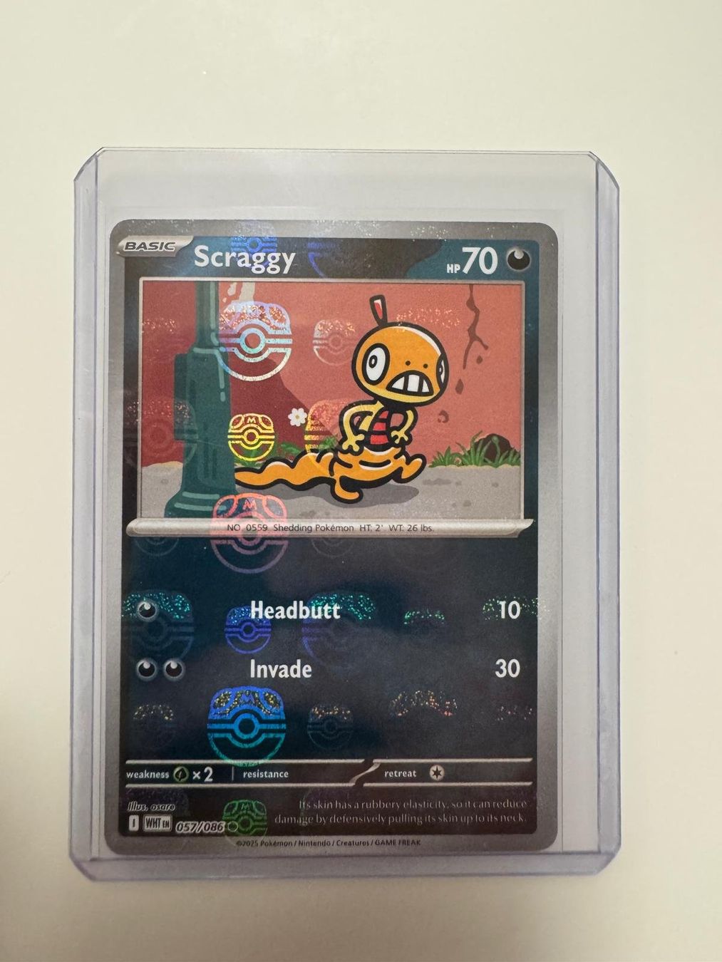 Pokémon Carte collezionabili: Scraggy | Reverse Holo Masterball | WHT 057/086 | EN – Usato da Spreitenbach venduto da Snacky96