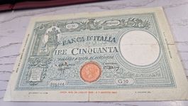 Banca d'Italia 50 Lire 1943 banknote old collectible