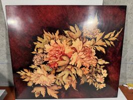 Tableau marqueterie florale Ch. A. Petit -Signé! 52 cm