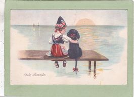 Kitsch Mädchen Hund Gute Freunde 1917