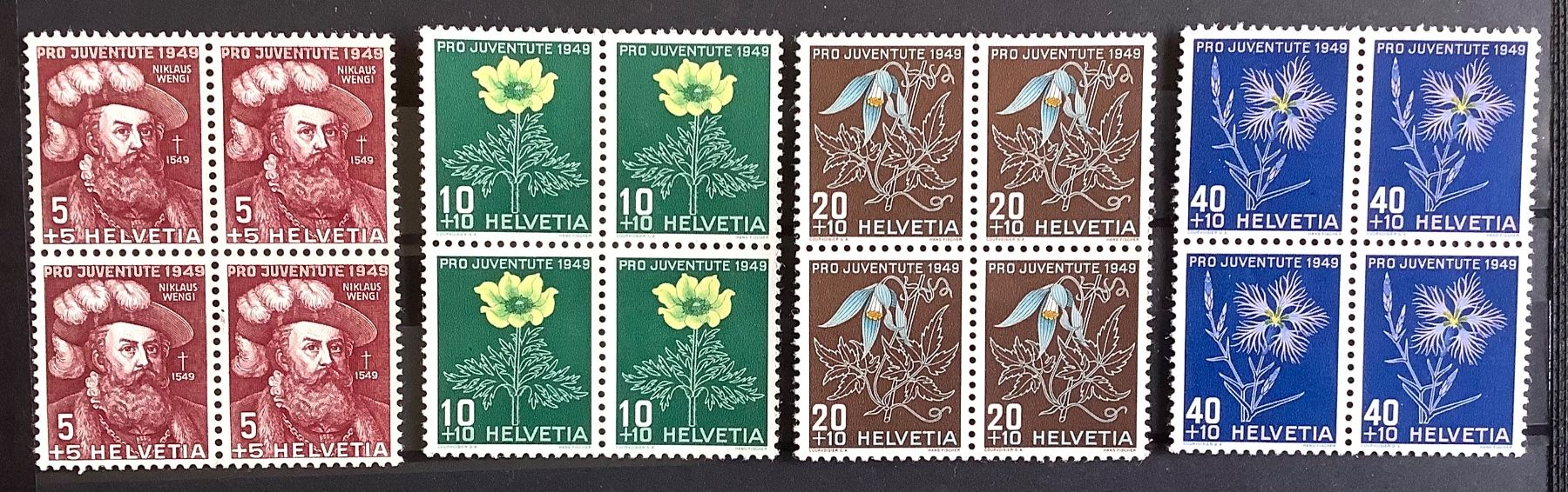 Alle Briefmarken: 1949 / Pro  Juventute Viererblock Satz ** – Neu (gemäss Beschreibung) aus Liestal von Pep3