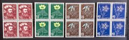 1949 / Pro  Juventute Viererblock Satz **