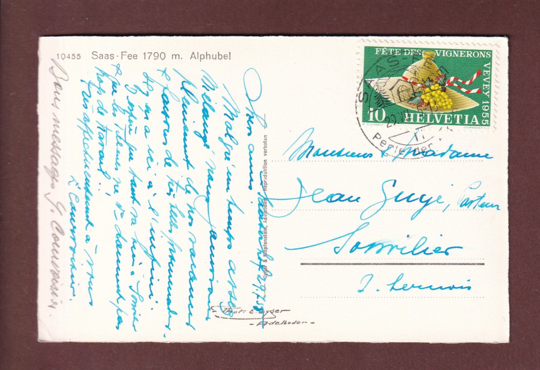 Ansichtskarten: SAAS-FEE - Alphubel - 1955 – Gebraucht aus Pully von nicecards-shop 1