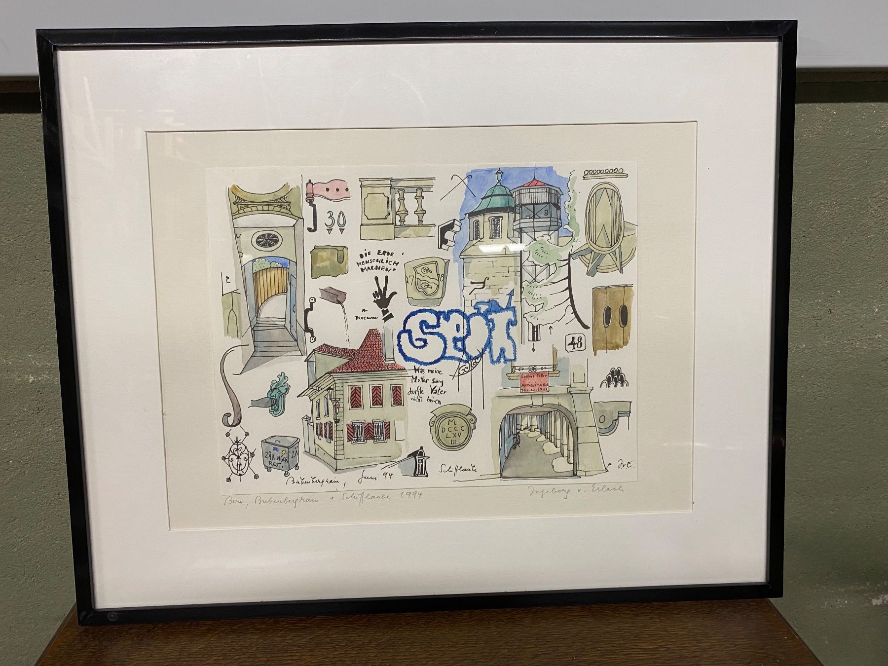 Tableaux: Aquarell Bern Matte 1994 Ingeborg v. Erlach – D'occasion à Hindelbank par brm_72zv