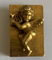 Boîte d’allumettes vintage dorée ange cupidon musique