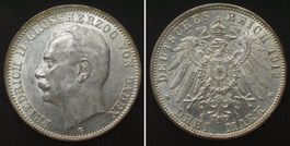 BADEN 3 Mark 1912 G, FRIEDRICH II. Silber ERHALTUNG! vz-st