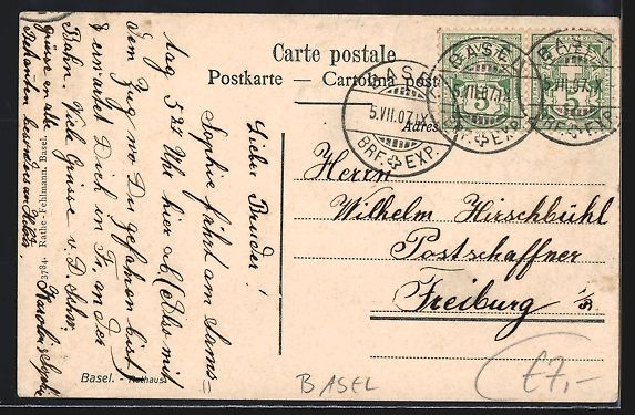 Cartoline postali: Basel, Rathaus, Edelweiss, Passepartout – Usato da Berlin venduto da bartko-reher 1
