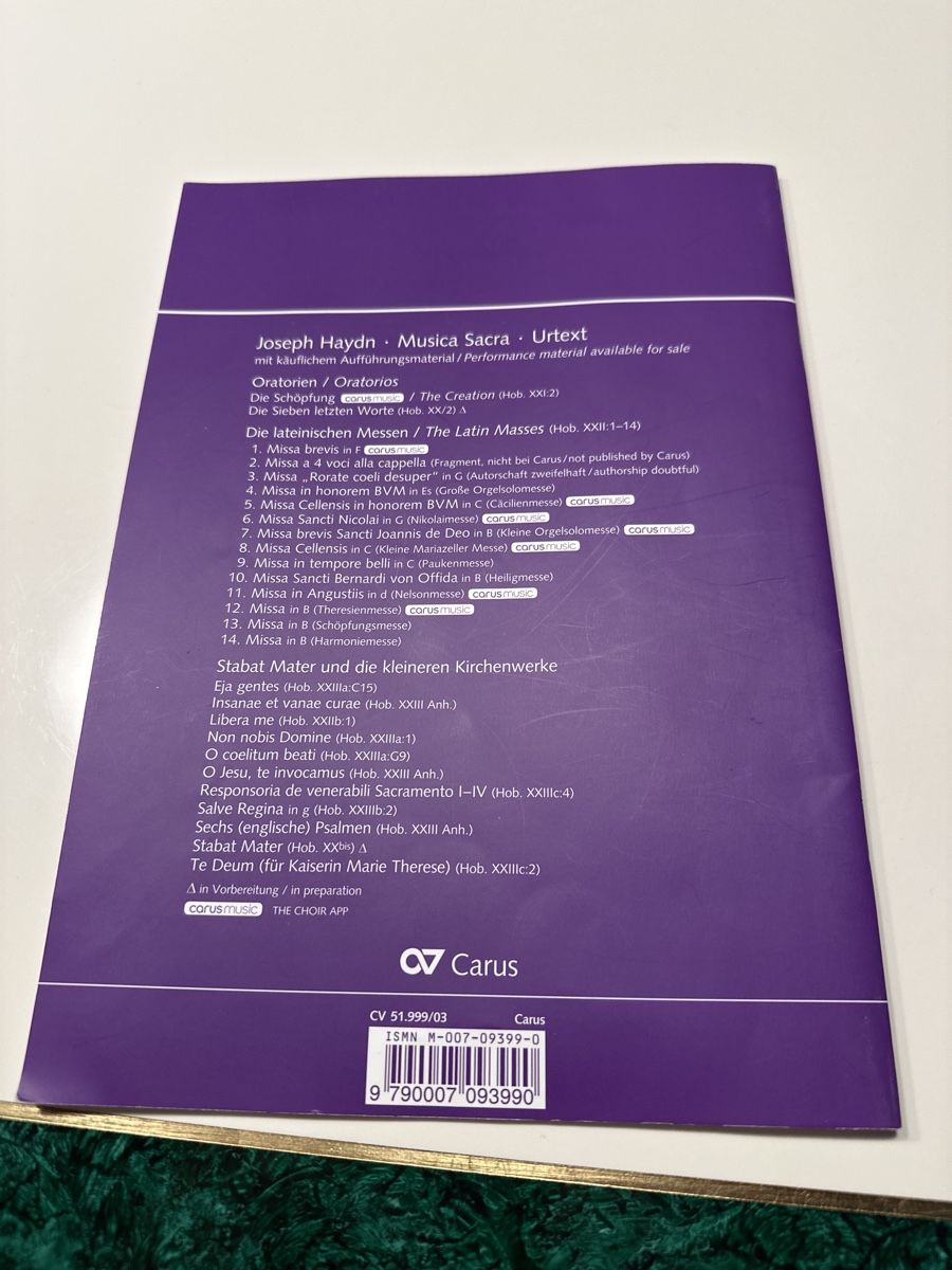 Bücher: Haydn Te Deum Partitur Carus 51.999/03 – Gebraucht aus Wald ZH von Martin79 5