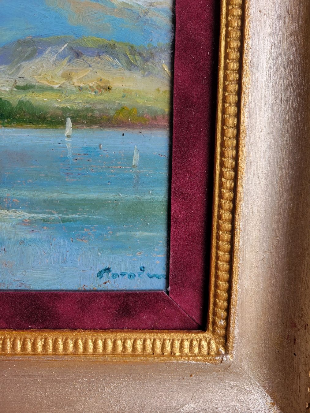 Tableau Paysage Lac et Montagnes, Peinture à l'huile signé (D'occasion ...