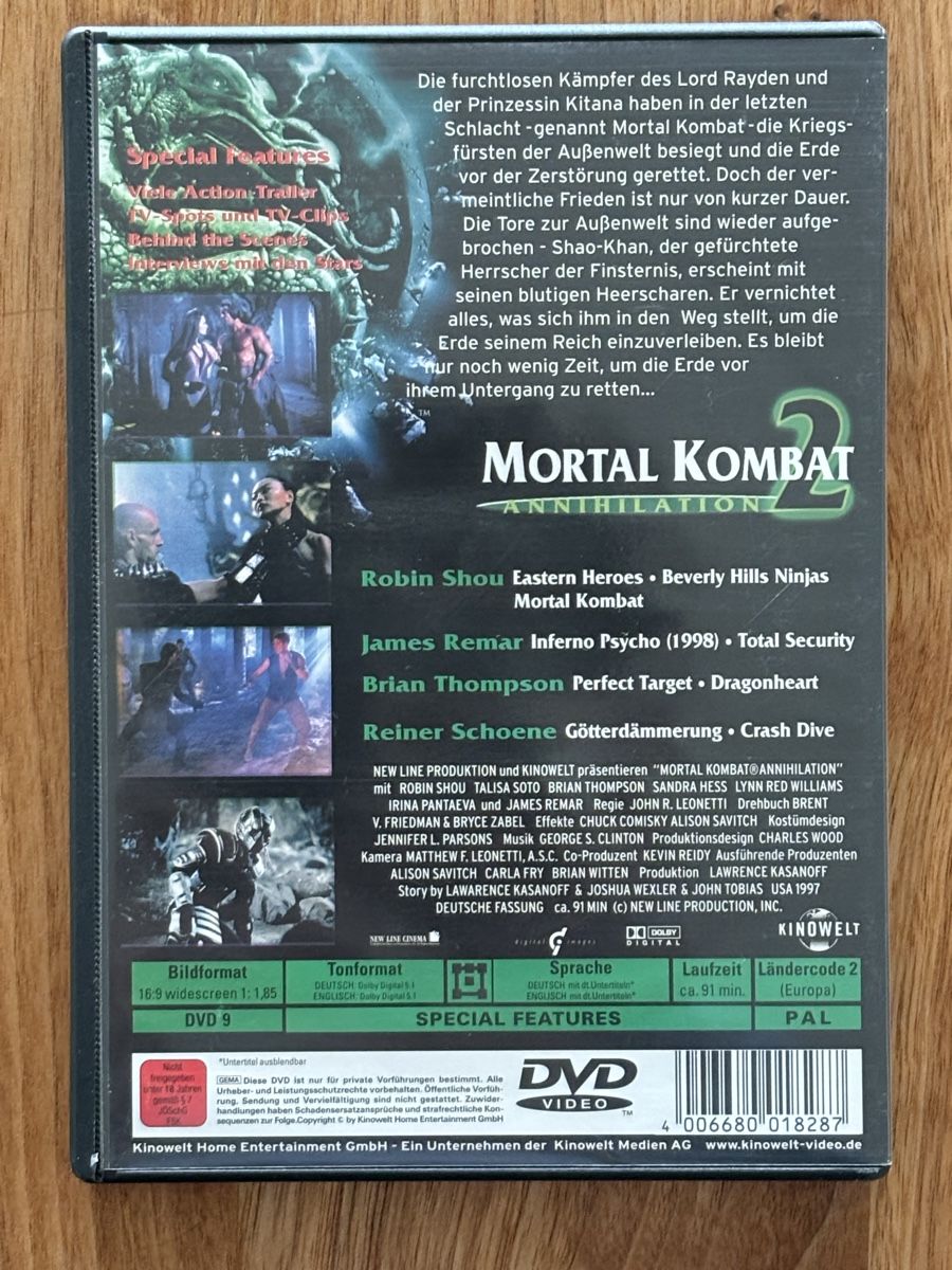 Tutti i DVDs: DVD Mortal Kombat 2 - Annihilation – Usato da Belp venduto da brb66 1