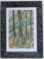Aquarell Weg am Waldrand