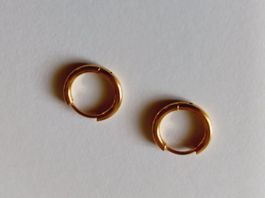 2 Creolen Ohrhänger Edelstahl Goldig 0,7g