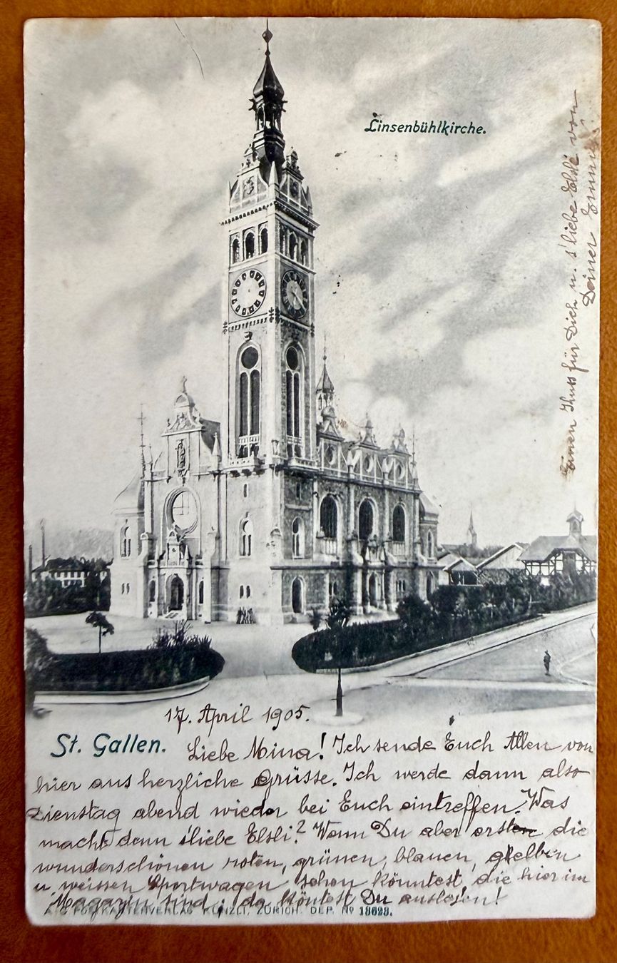 Ansichtskarten: St. Gallen - Linsenbühlkirche 1905 – Gebraucht aus Lutry von Ediego