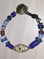 vintage Armband mit Keramik & Glasperlen und Silber Akzenten