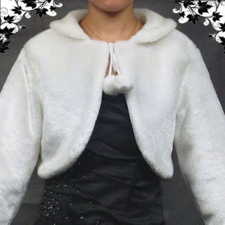 Bolero Brautjacke Kunstpelz Ivory S/M TU