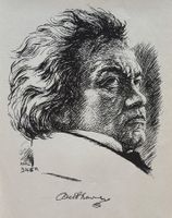 Karl Bauer -  Orig. Illustration, Zinkographie, Beethoven