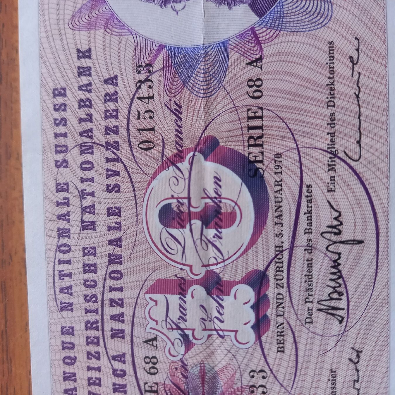 Schweizer 10-Franken-Note, Serie 68A, Jahrgang 1970 (Gebraucht) in ...