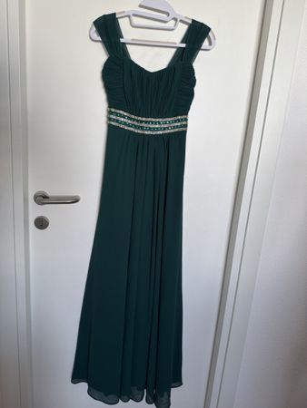 Robe de soirée vert émeraude, taille 36, avec strass ✨
