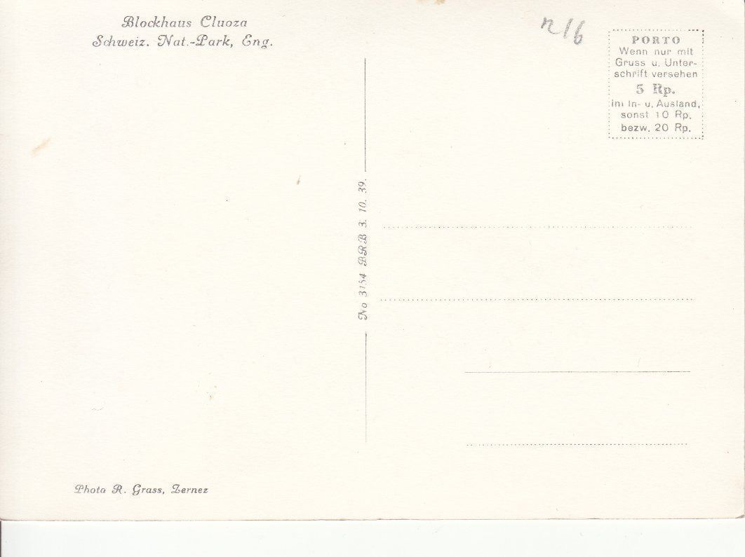 Cartoline postali: Cluoza ca. 1940 – Usato da Bürglen TG venduto da StampGraf 1