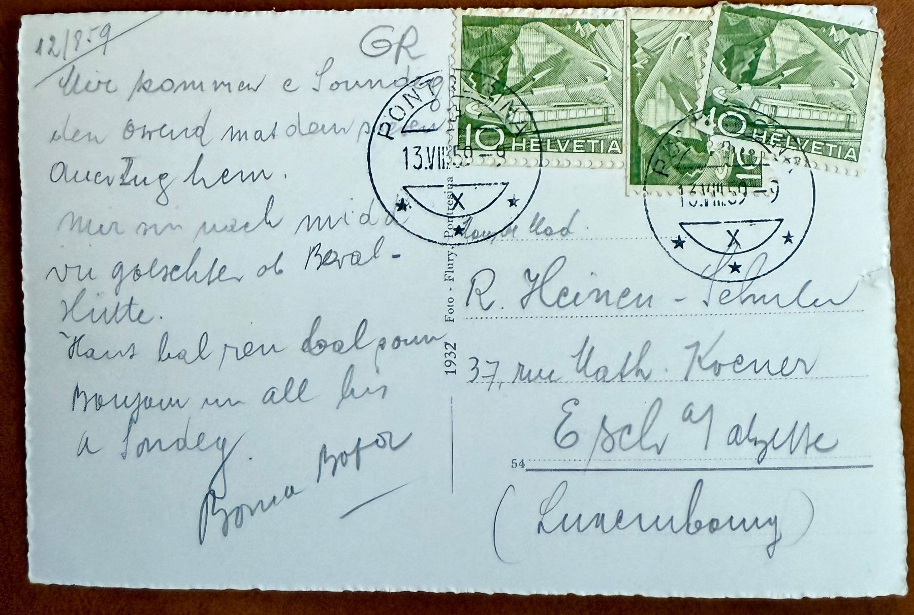 Cartoline postali: Pontresina - Schlucht 1959 – Usato da Lutry venduto da Ediego 1
