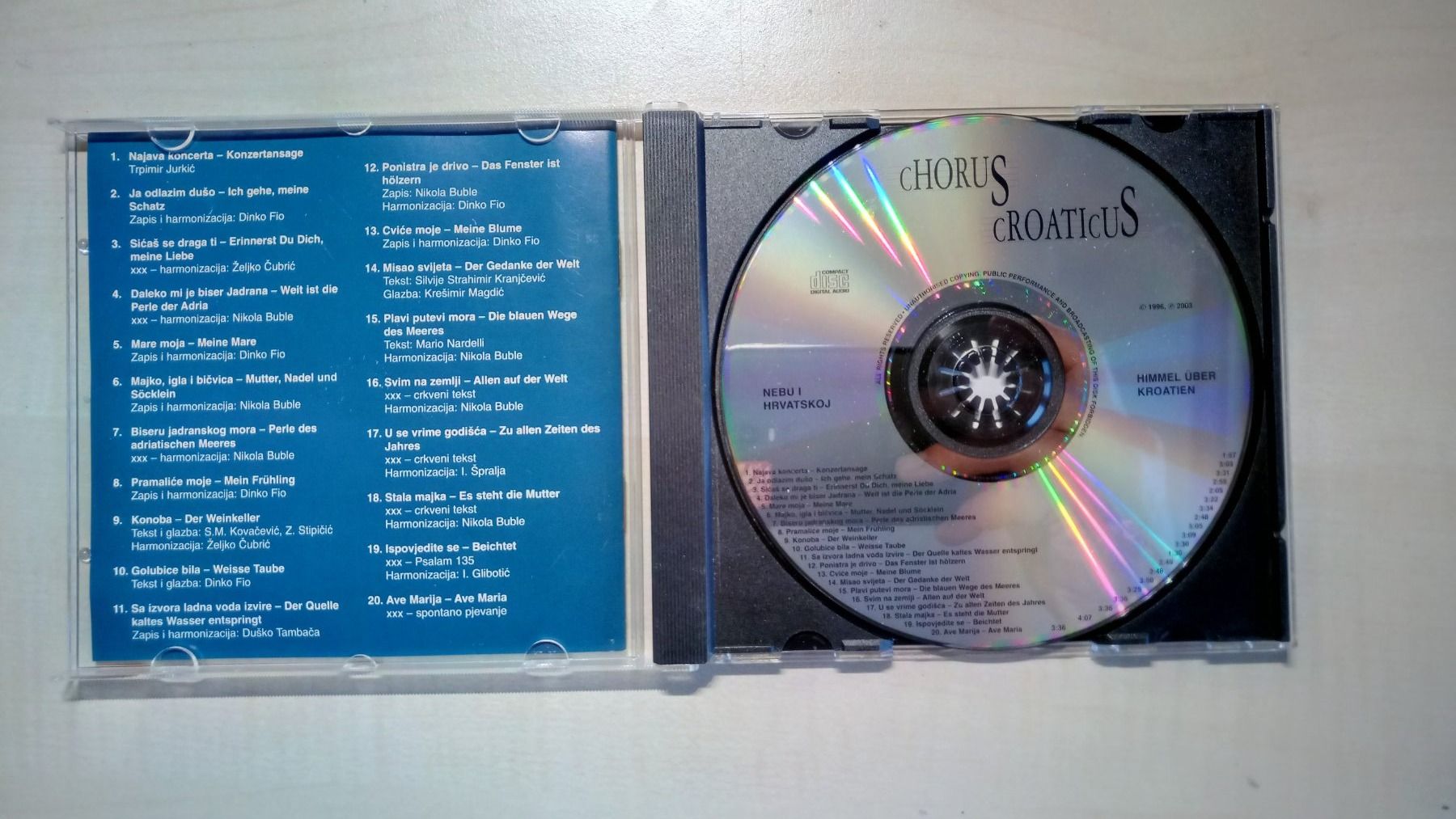 CDs: CD Chorus Croaticus "Nebu I Hrvatskoj", 1996 – Gebraucht aus Guttannen von zuberling 2