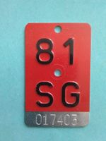 Velonummern Fahrradnummer SG 81 017403