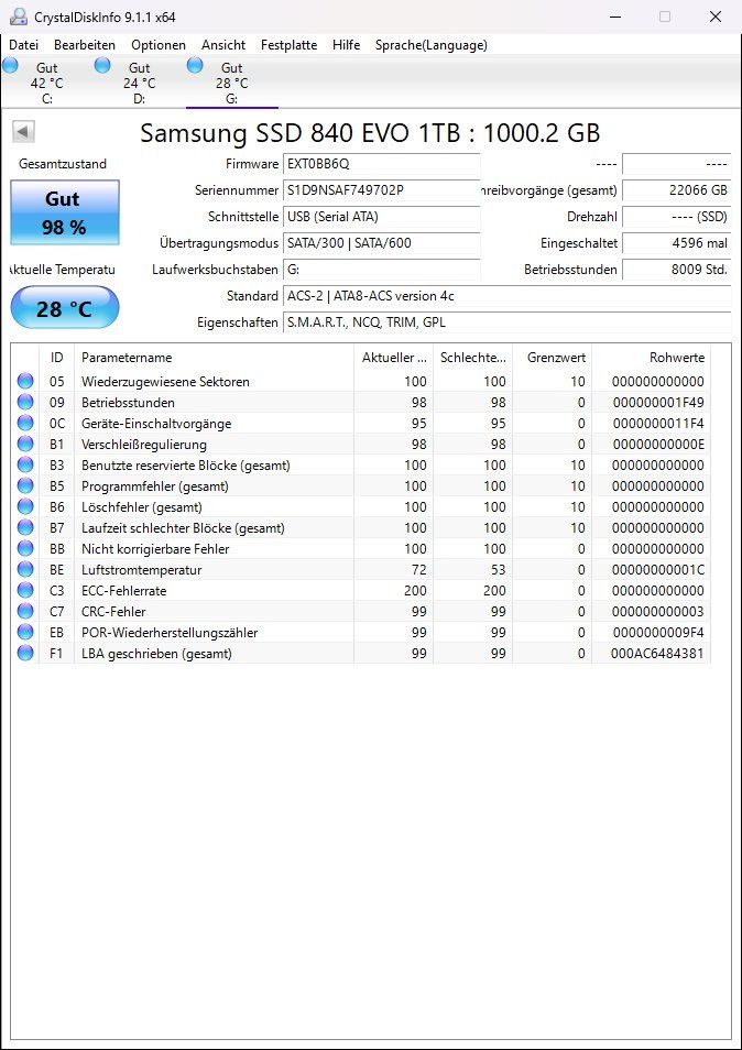 Samsung Dischi rigidi: SAMSUNG SSD 840EVO 1TB – Usato da Künten venduto da Arktisde 1